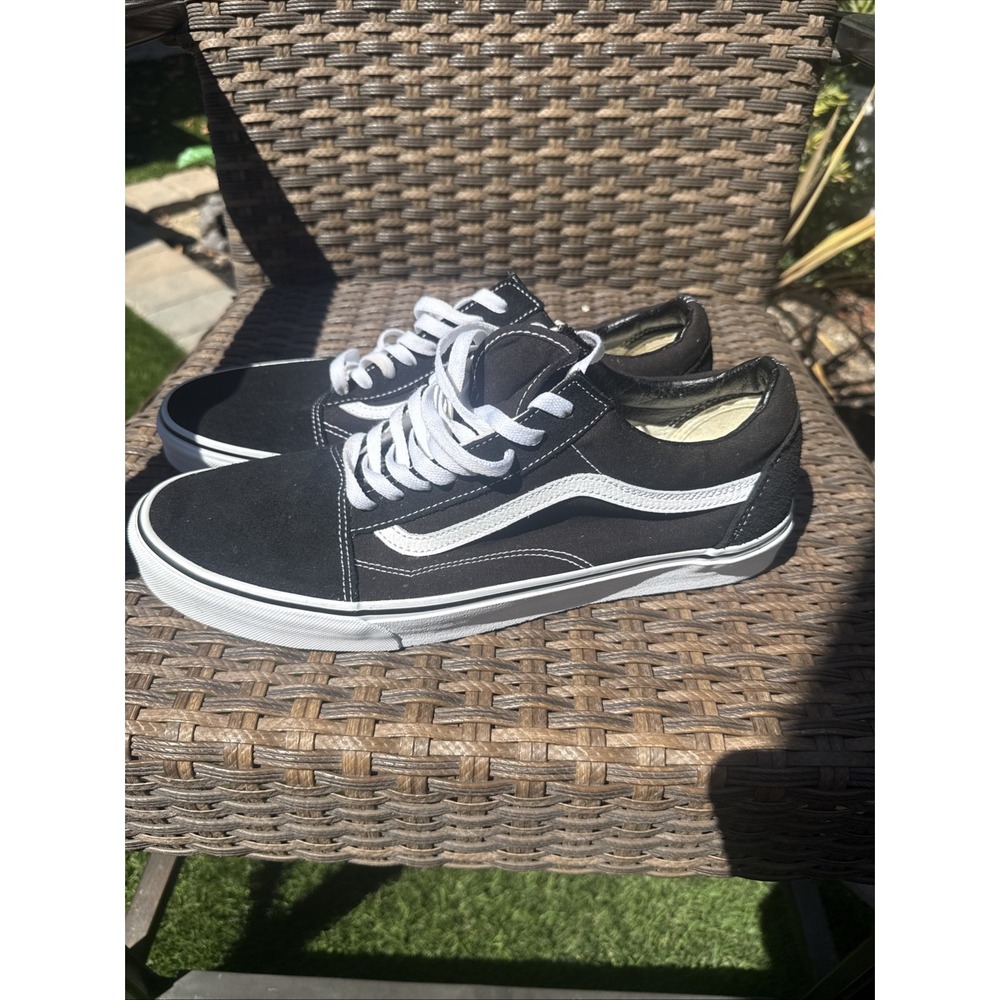 Vans Old Skool Black & White Skate Low Top Lace Up Suede Canvas Shoes Mens 14